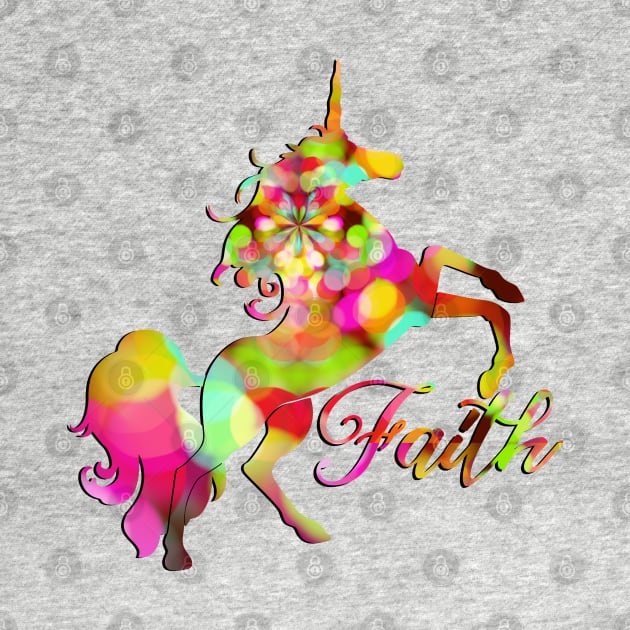 Rearing Unicorn Faith - Bokeh Dots Colored by EDDArt